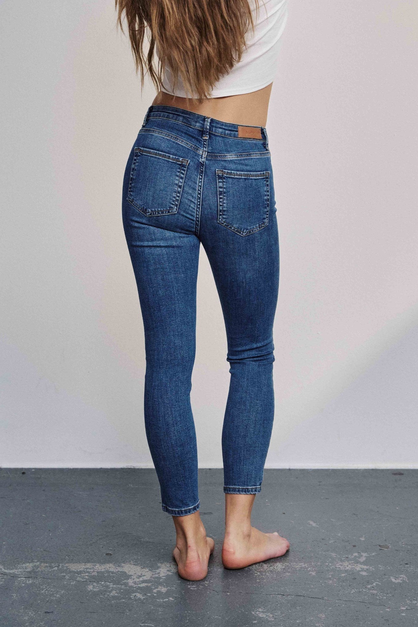 NUSIDNEY CROPPED  BLUE - Medium Blue Denim