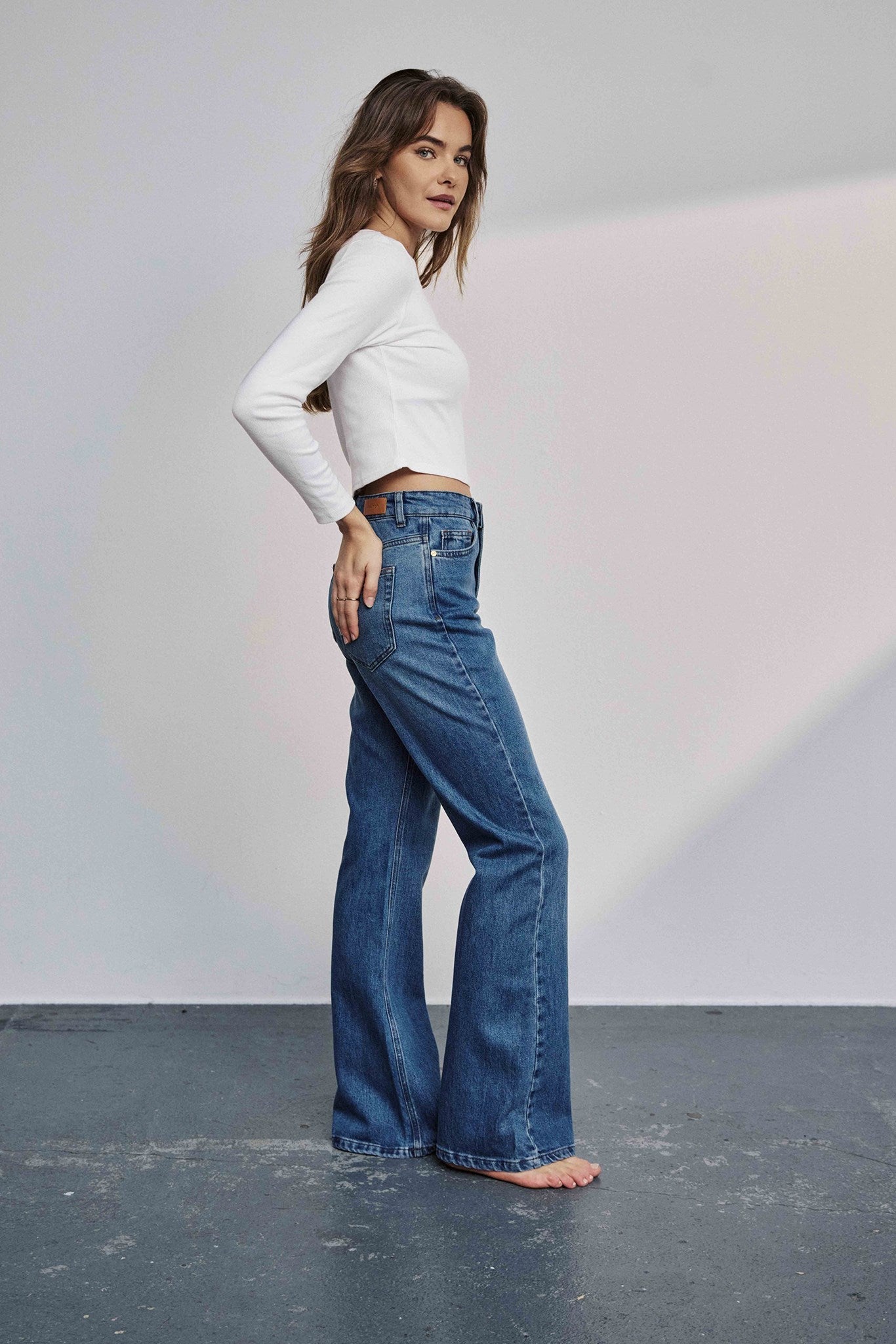 NULONDON JEANS LONG - Med. Blue Washed Denim
