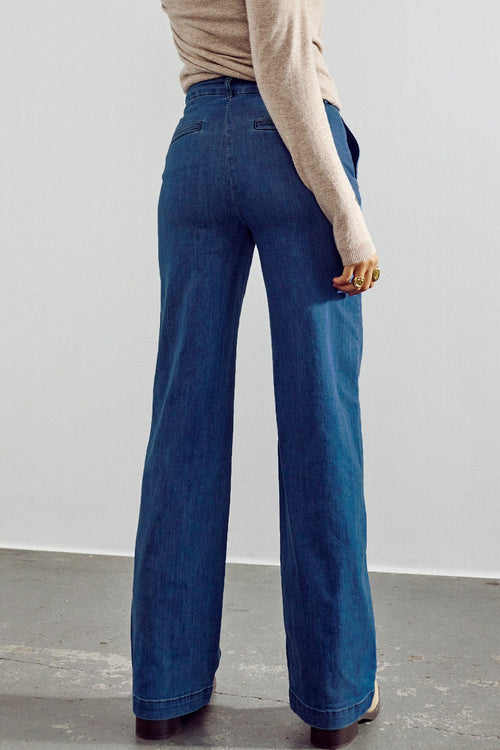 NUAMBER PANTS X LONG MID BLUE - Medium Blue Denim