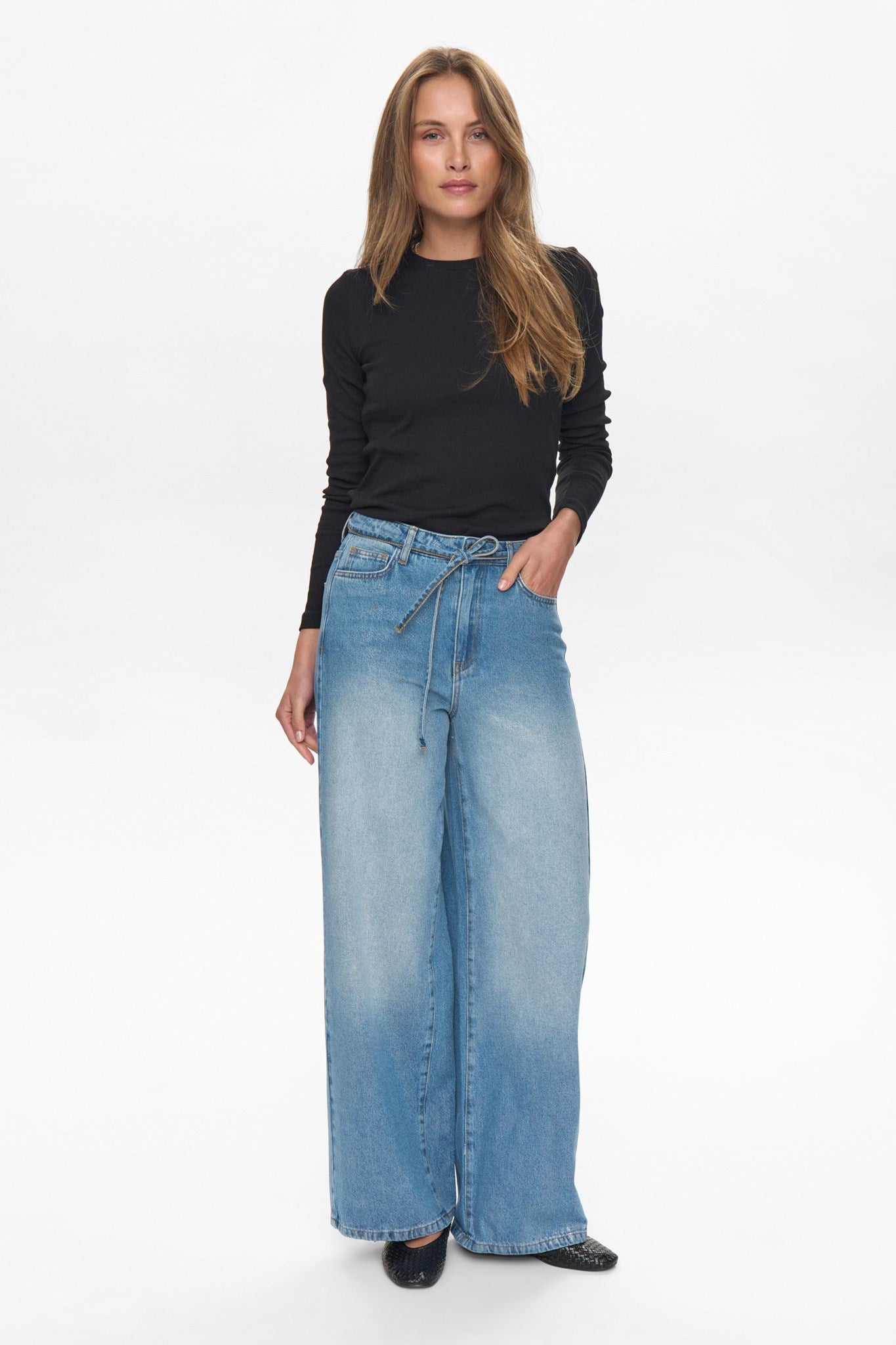 NUBROOKLYN JEANS GLAM - Blue Denim Silver Foil