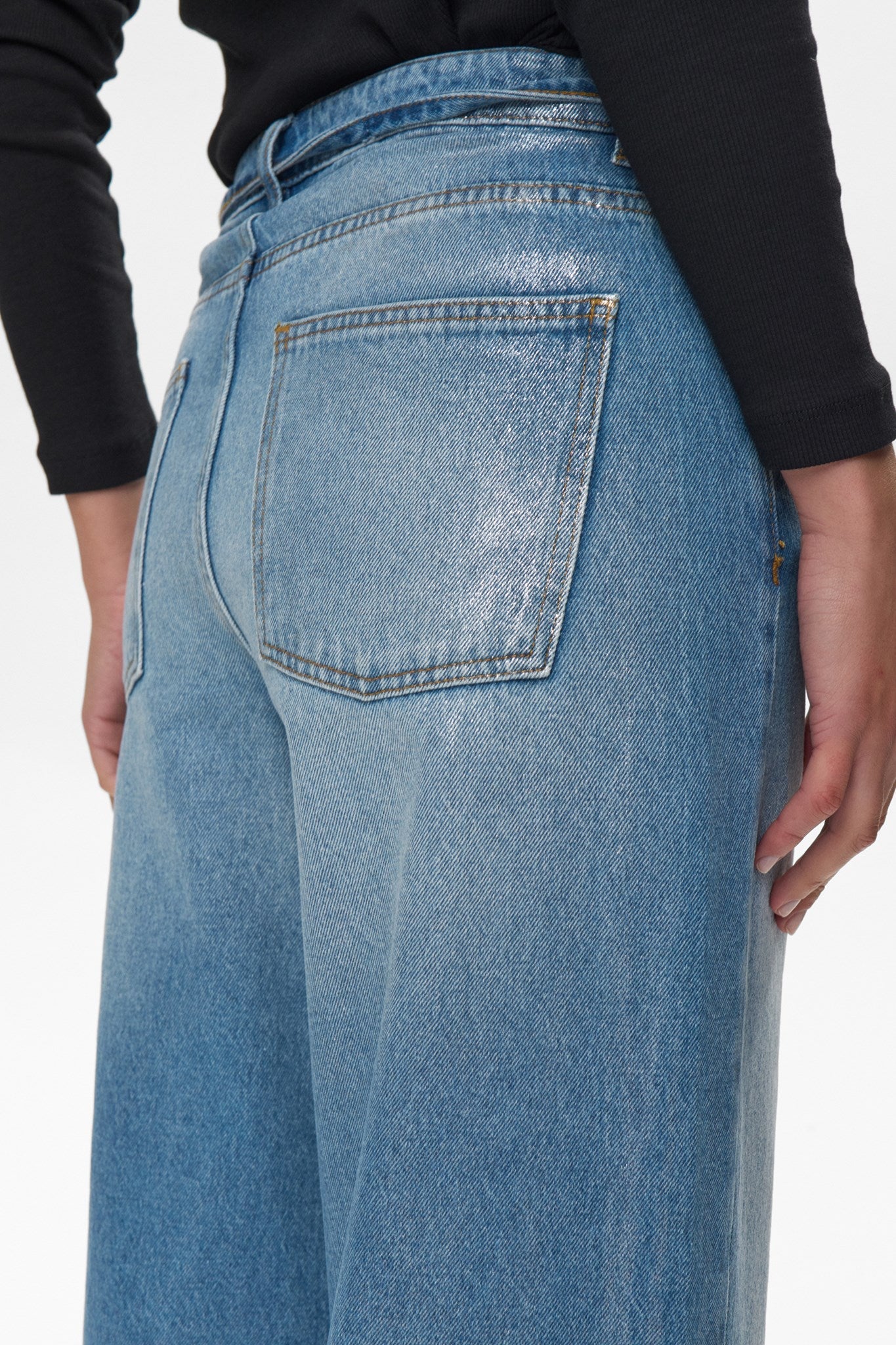 NUBROOKLYN JEANS GLAM - Blue Denim Silver Foil