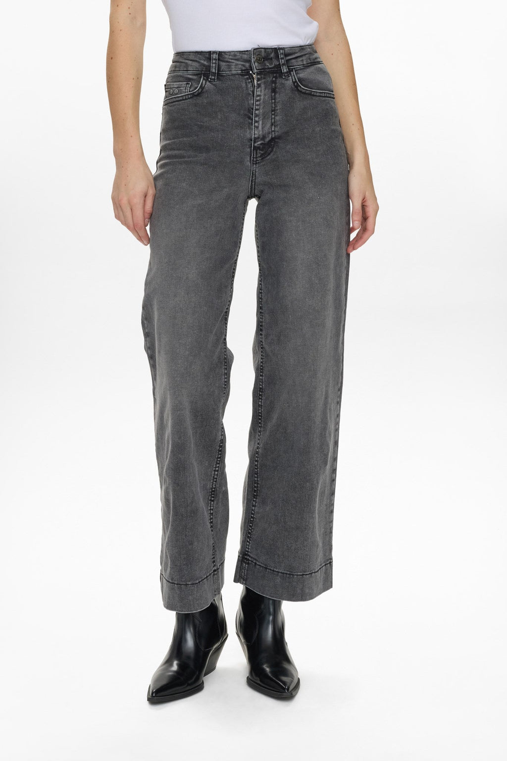 NUPARIS HR WIDE JEANS - P3020 - Black Washed Denim