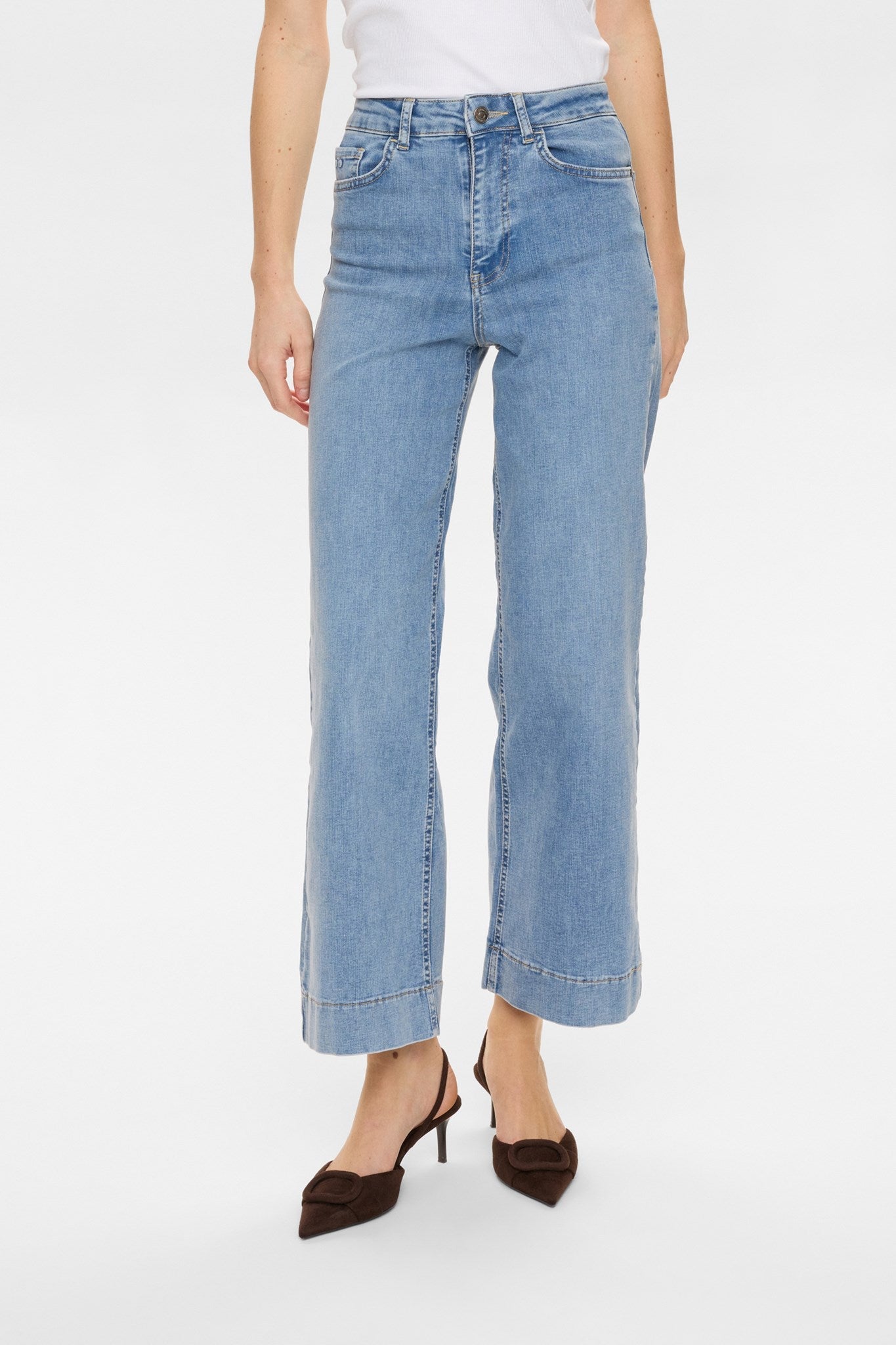 NUPARIS HR WIDE JEANS - P3019 - Light B. Stonewash Denim