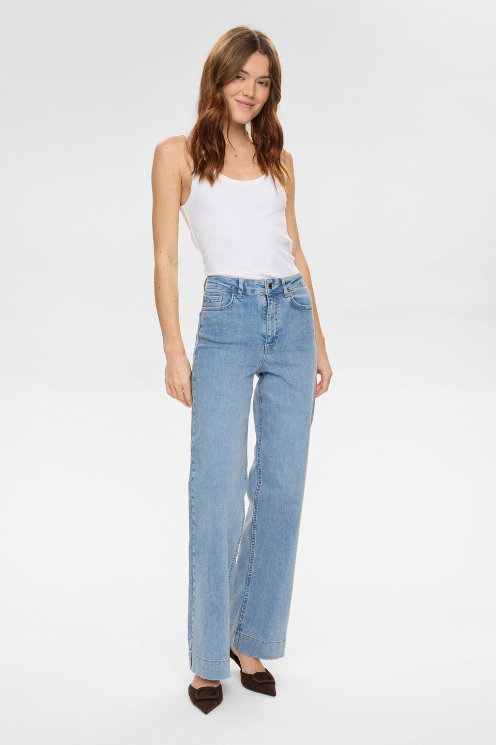 NUPARIS HR WIDE JEANS - P3019 - Light B. Stonewash Denim