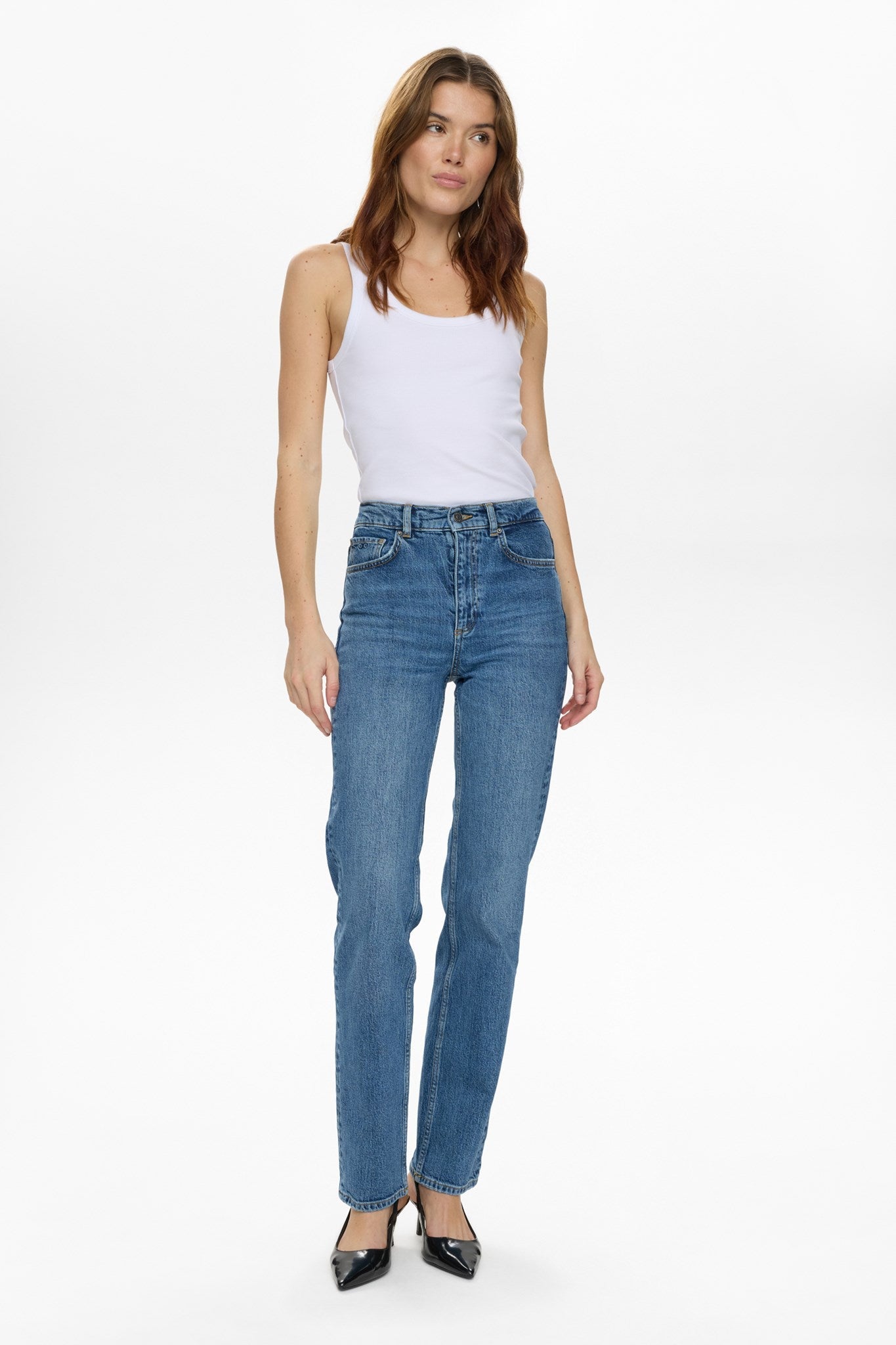 NUOSLO HR STRAIGHT JEANS - S3013 - Medium Blue Denim