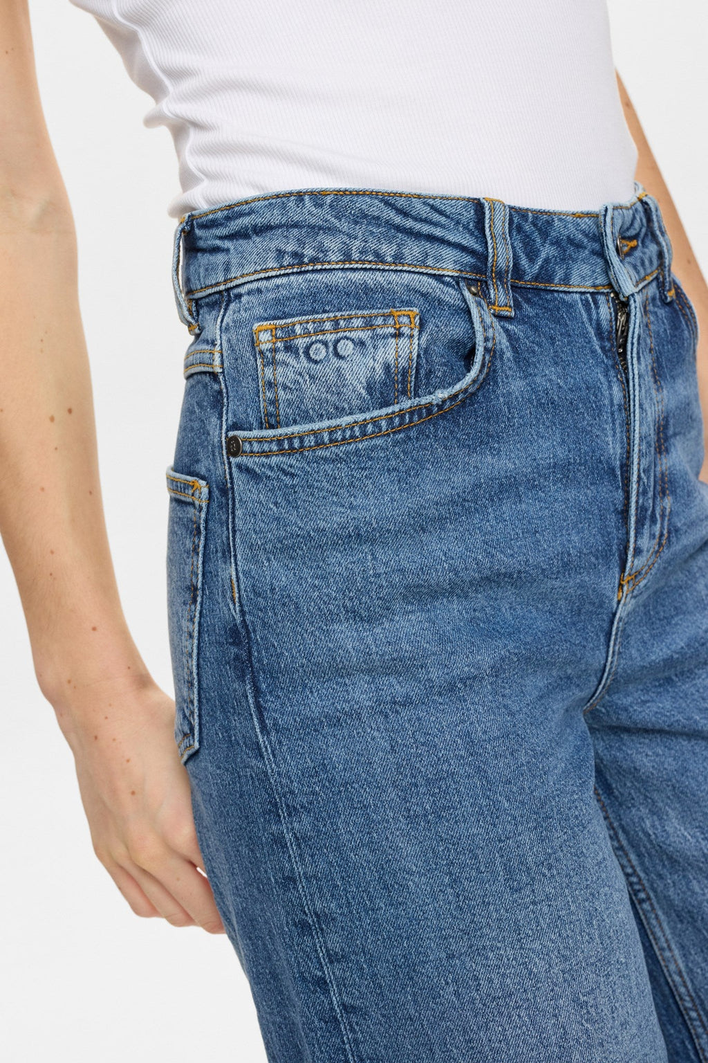 NUPISA HR WIDE JEANS - S3013 - Medium Blue Denim