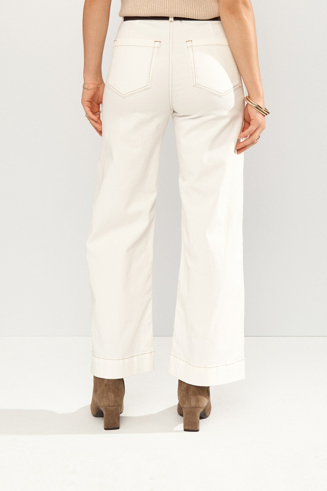 NUPARISAN CROPPED TWILL PANTS - Cloud Dancer