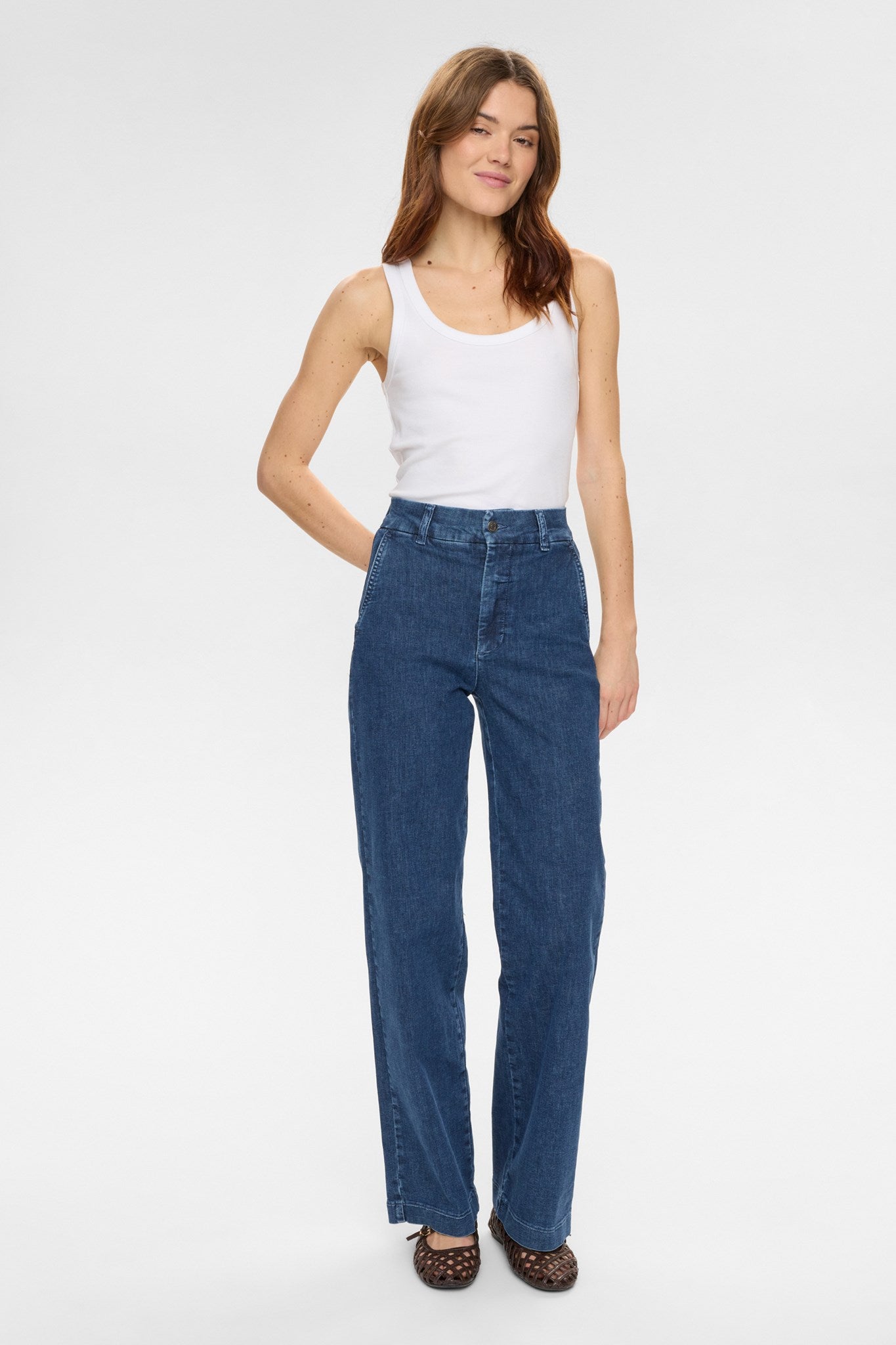NUAMBER HR WIDE JEANS - R3013 - Medium Blue Denim