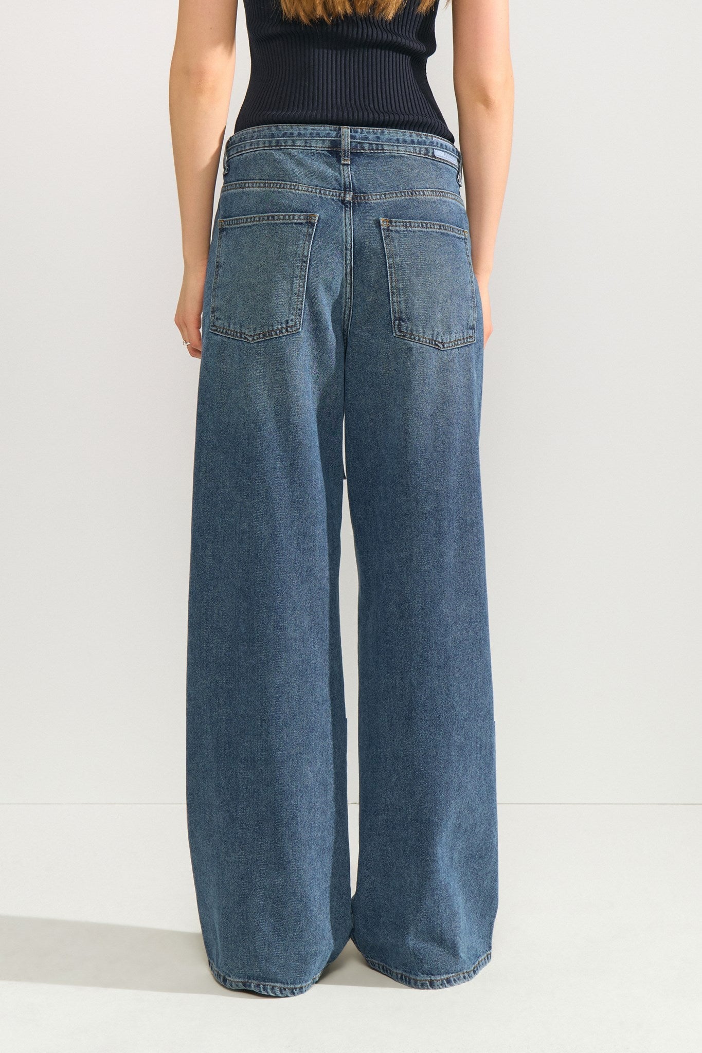 NUBROOKLYN HR WIDE JEANS - P3013 - Medium Blue Denim