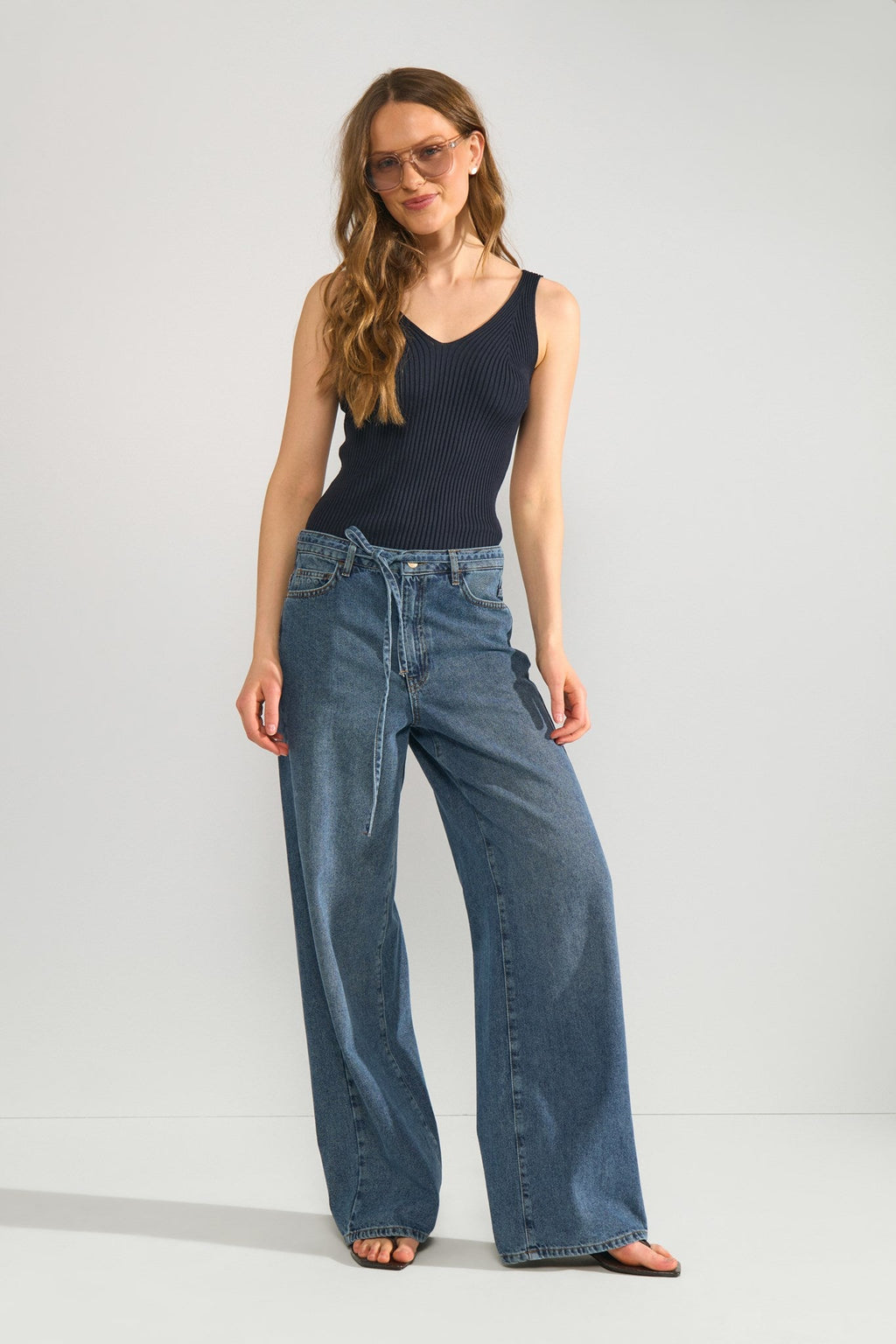 NUBROOKLYN HR WIDE JEANS - P3013 - Medium Blue Denim